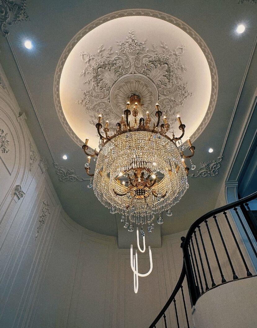 Stunning Oversized Luxury Golden Metal Candle Crystal Tassel Chandelier For High - ceiling Staircase/Entryway/Living/Meeting Room - 1 Layer: D 39.4"*H 39.4"Warm Lighteverlamps