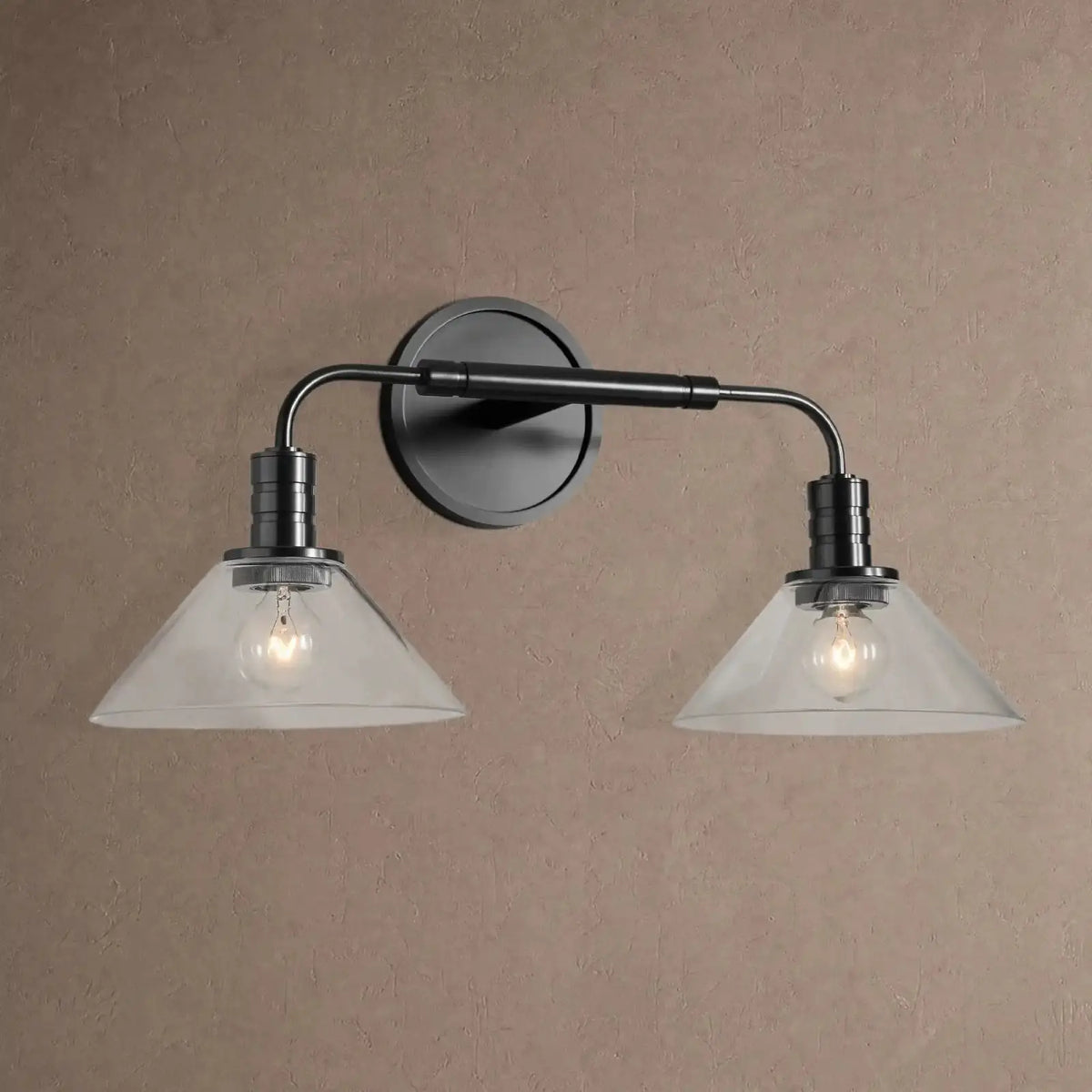 Theron Double Wall Sconce - Clear / Black