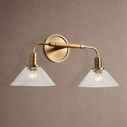 Theron Double Wall Sconce - Clear / Brass