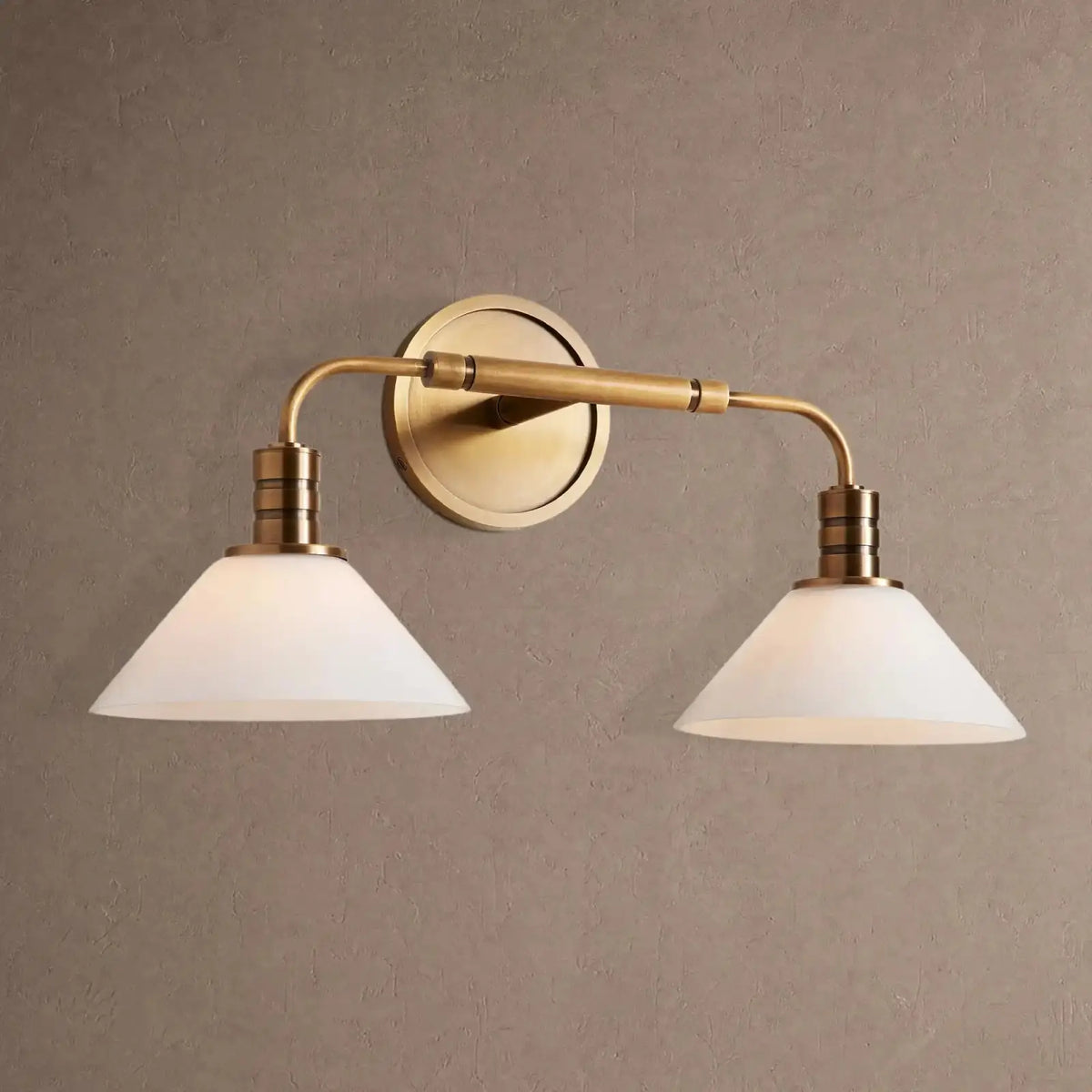 Theron Double Wall Sconce - Milk / Brass