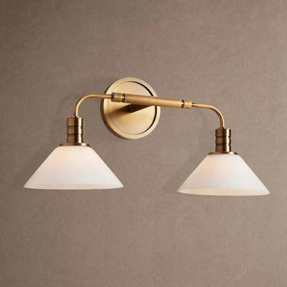 Theron Double Wall Sconce - Milk / Brass