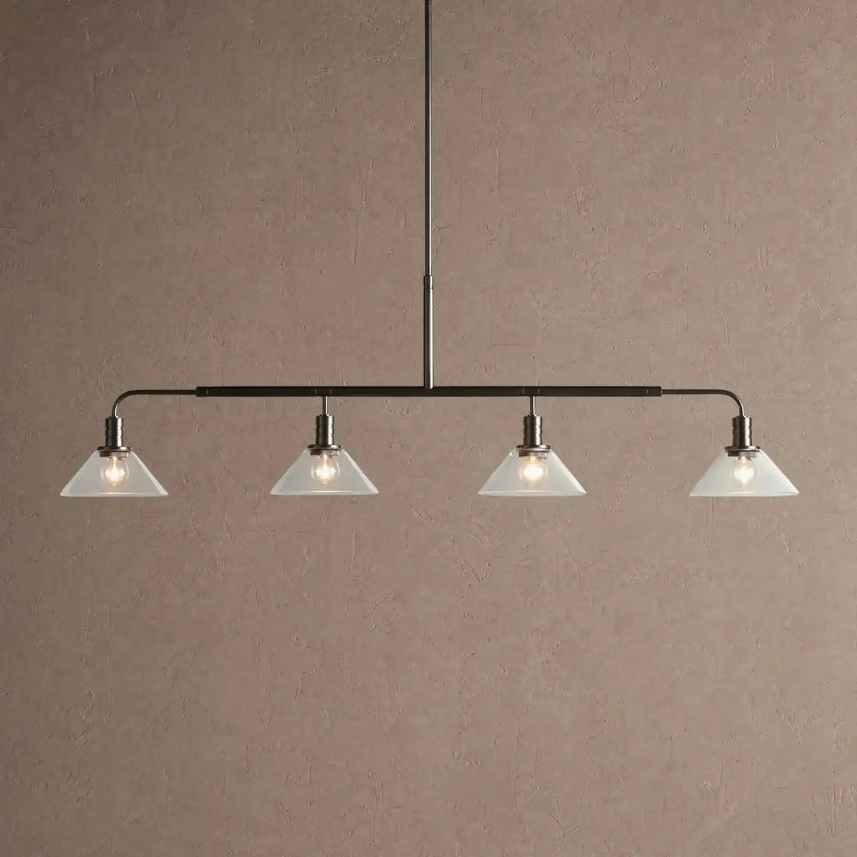 Theron Glass Linear Chandelier - 50’’ / Clear / Black
