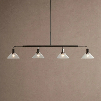 Theron Glass Linear Chandelier - 50’’ / Clear / Black