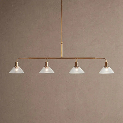 Theron Glass Linear Chandelier - 50’’ / Clear / Brass