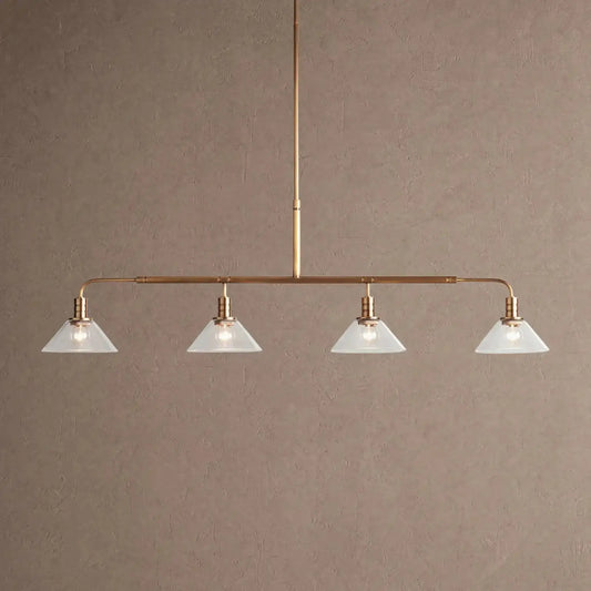Theron Glass Linear Chandelier - 50’’ / Clear / Brass