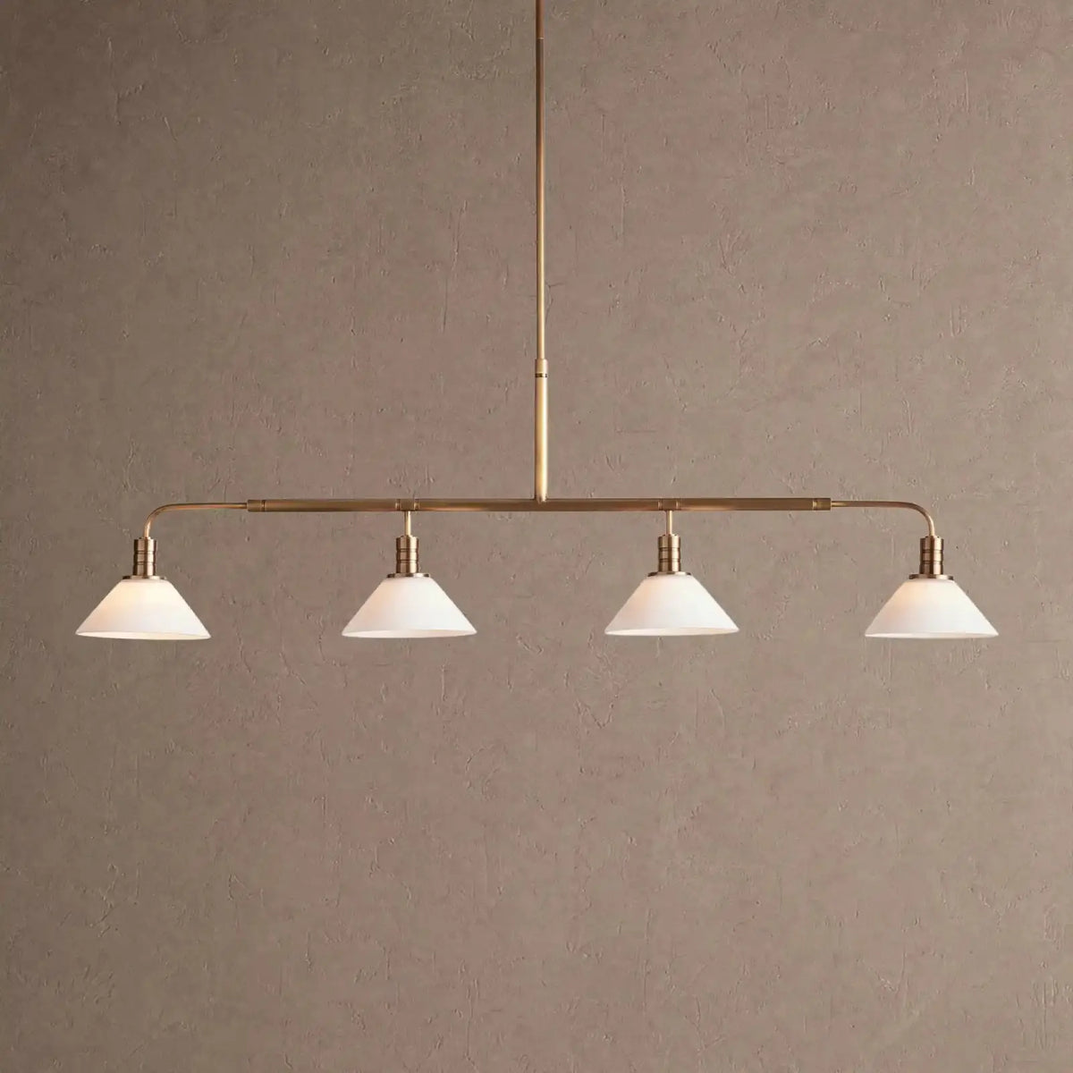 Theron Glass Linear Chandelier - 50’’ / Milk / Brass