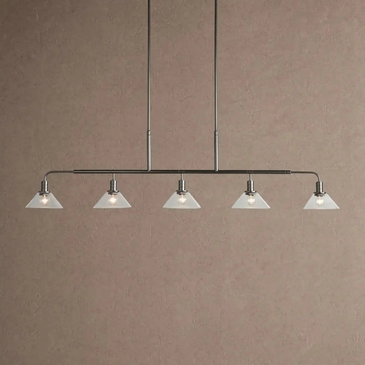 Theron Glass Linear Chandelier - 60’’ / Clear / Black