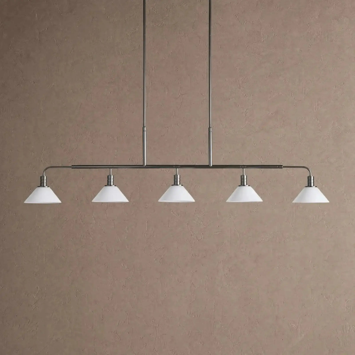 Theron Glass Linear Chandelier - 60’’ / Milk / Black