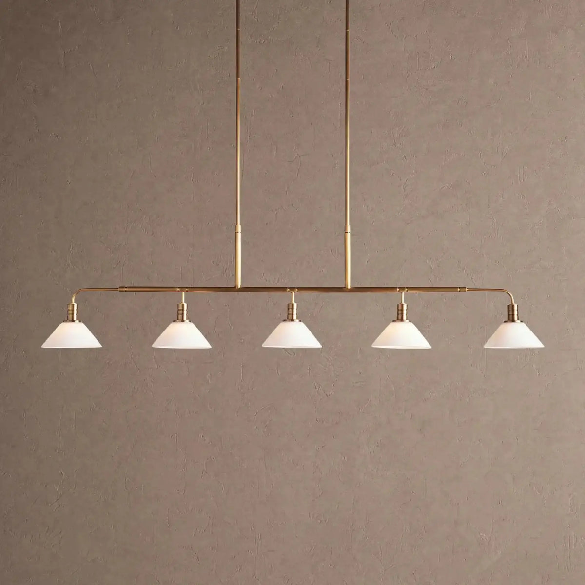 Theron Glass Linear Chandelier - 60’’ / Milk / Brass