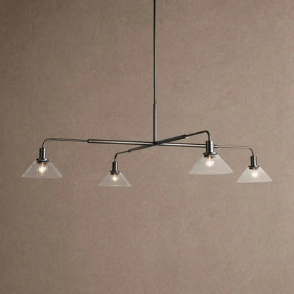 Theron Glass Round Chandelier 30’’ 52’’ - 52’’ / Black / Clear