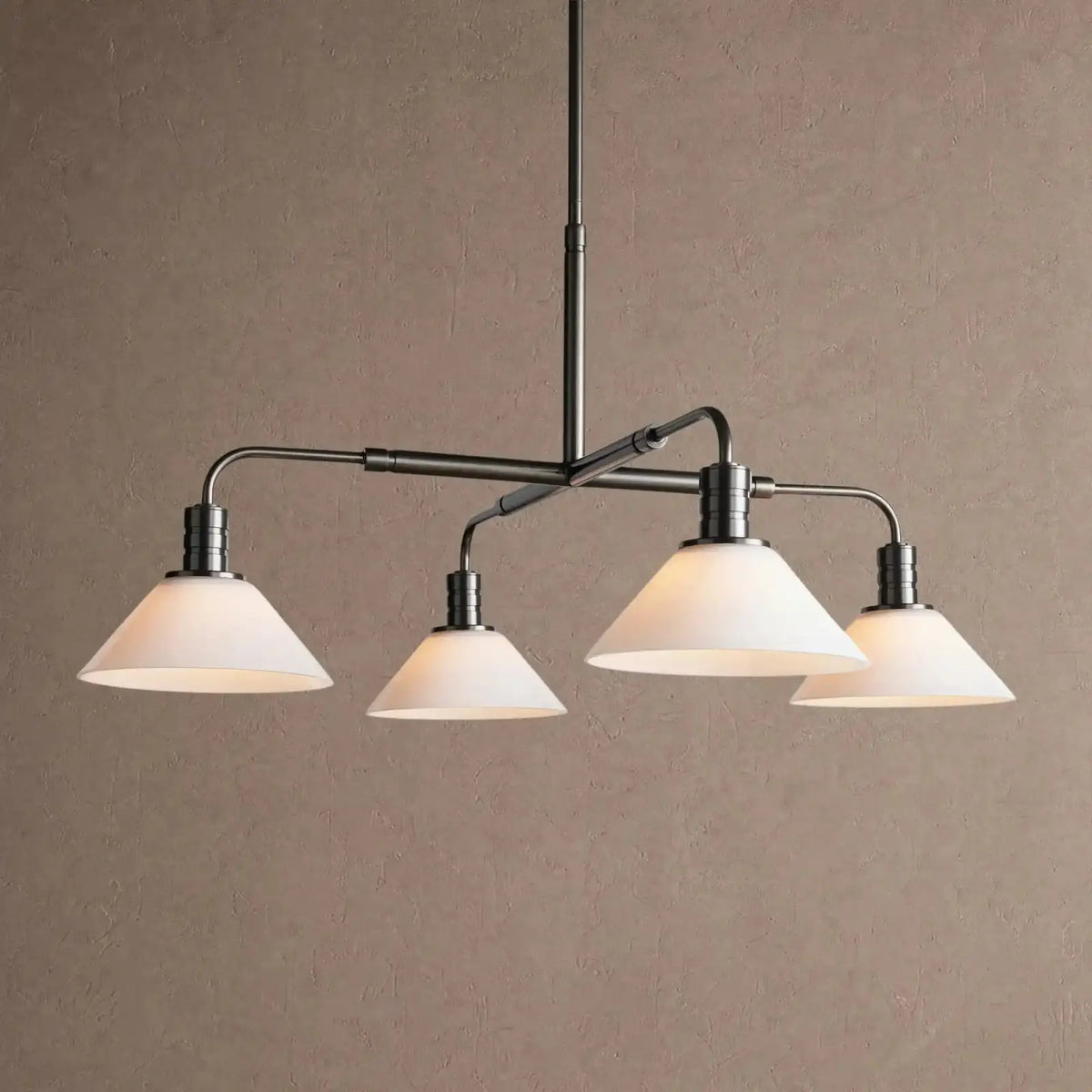 Theron Glass Round Chandelier 30’’ 52’’ - 30’’ / Black / Milk