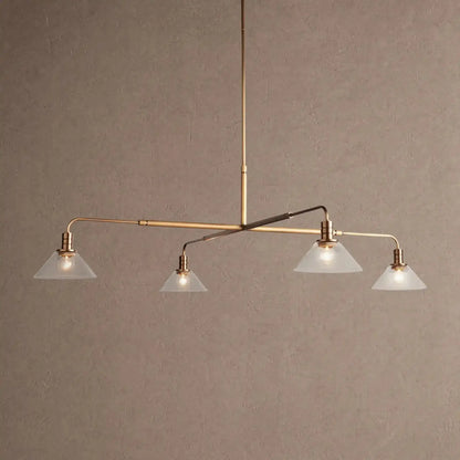 Theron Glass Round Chandelier 30’’ 52’’ - 52’’ / Brass / Clear