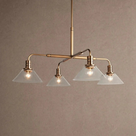 Theron Glass Round Chandelier 30’’ 52’’ - 30’’ / Brass / Clear