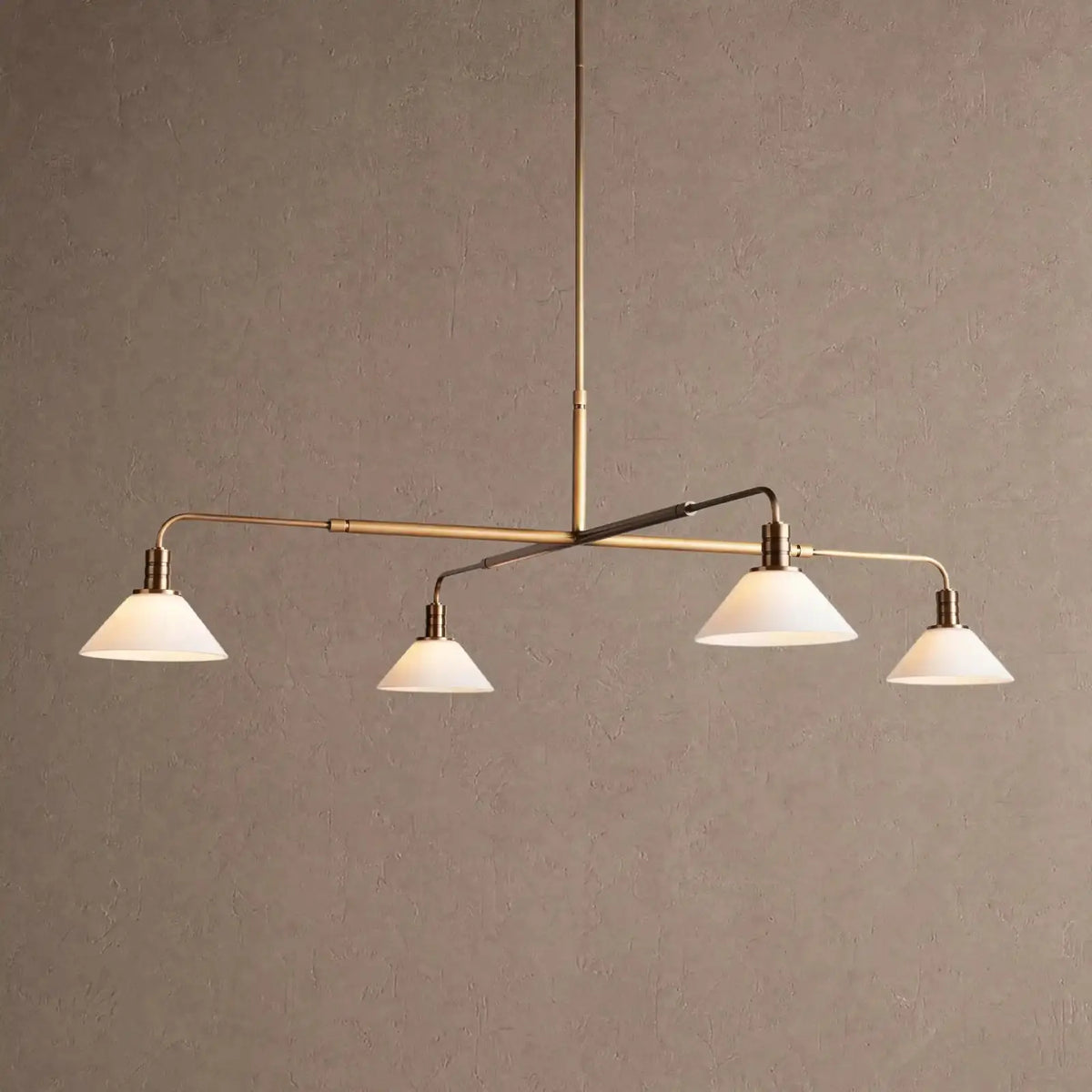 Theron Glass Round Chandelier 30’’ 52’’ - 52’’ / Brass / Milk