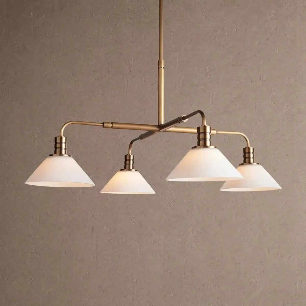 Theron Glass Round Chandelier 30’’ 52’’ - 30’’ / Brass / Milk