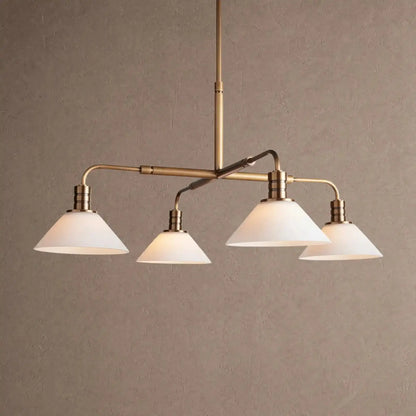 Theron Glass Round Chandelier 30’’ 52’’ - 30’’ / Brass / Milk