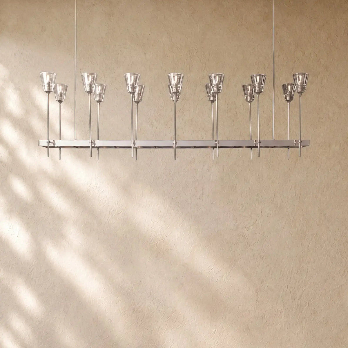 Torch De Vera Rectangular Chandelier - 67’’ / Polished Nickel