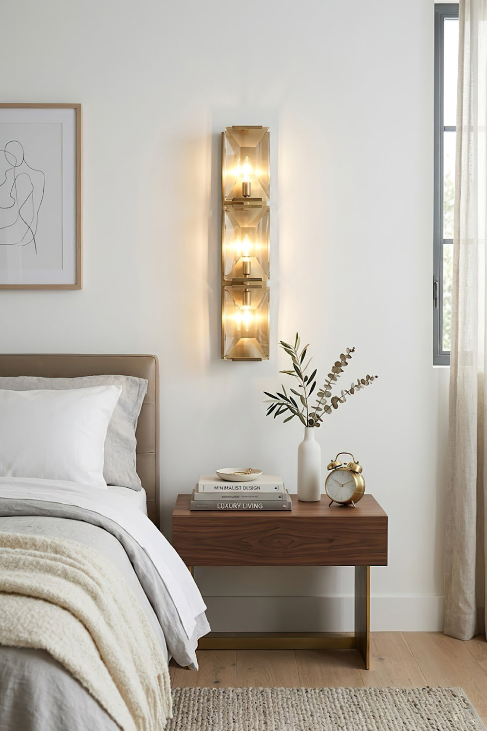 Triple Sparkling Faceted Wall Light - view 2 | everlamps