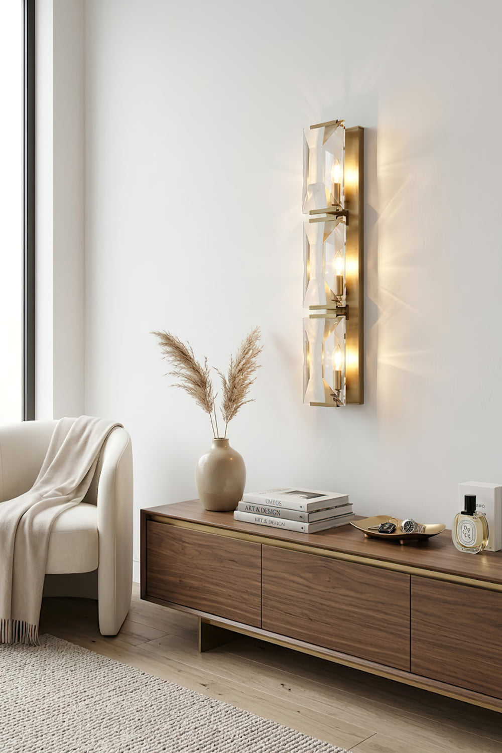 Triple Sparkling Faceted Wall Light - view 3 | everlamps