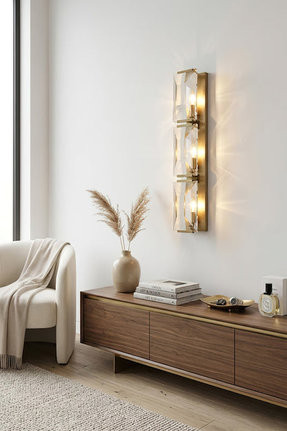 Triple Sparkling Faceted Wall Light - view 3 | everlamps