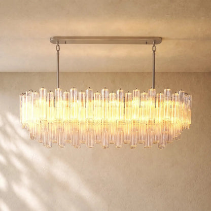 Tronchy Glass Linear Chandelier - Lacquered Burnished Brass / 55’’ / Clear