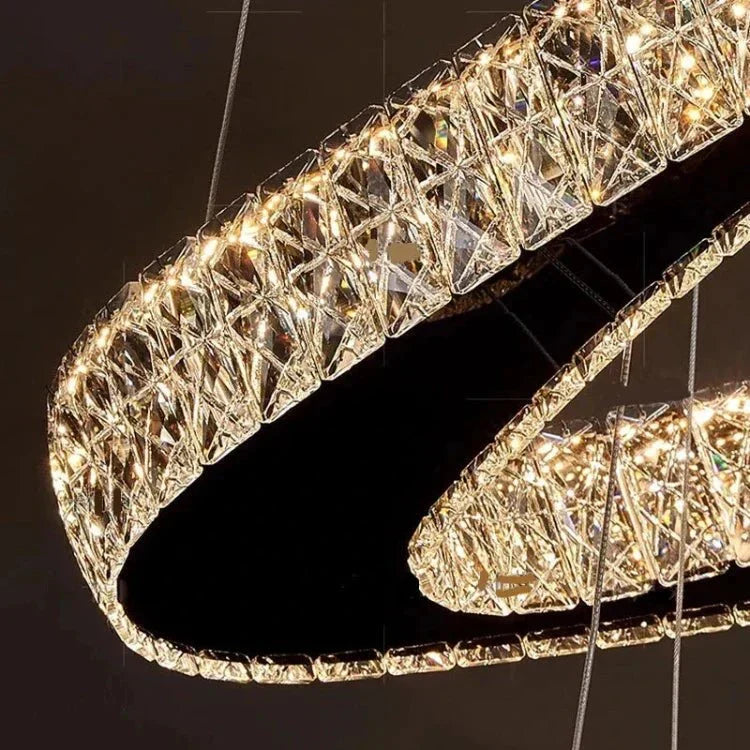 Twisted Ring Led Light Chandelier for High Ceiling - GoldWarm Light 3000Keverlamps